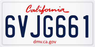 CA license plate 6VJG661