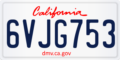 CA license plate 6VJG753