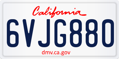 CA license plate 6VJG880
