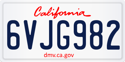 CA license plate 6VJG982