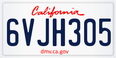 CA license plate 6VJH305