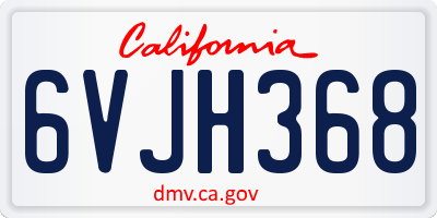 CA license plate 6VJH368