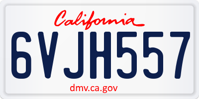 CA license plate 6VJH557