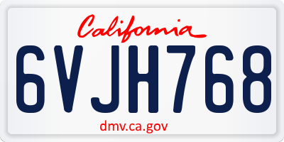 CA license plate 6VJH768