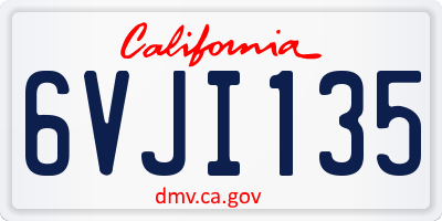 CA license plate 6VJI135