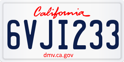 CA license plate 6VJI233