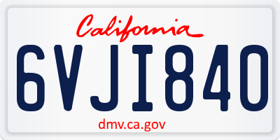 CA license plate 6VJI840