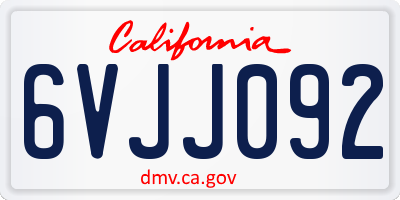CA license plate 6VJJ092
