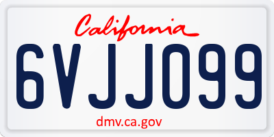 CA license plate 6VJJ099