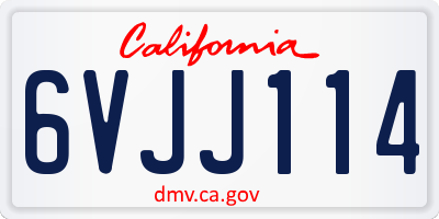 CA license plate 6VJJ114