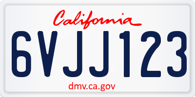 CA license plate 6VJJ123