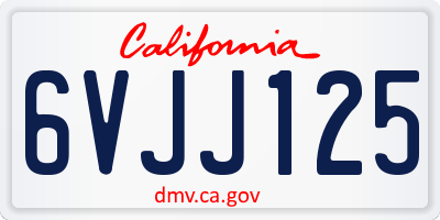 CA license plate 6VJJ125