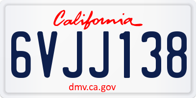 CA license plate 6VJJ138