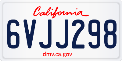CA license plate 6VJJ298