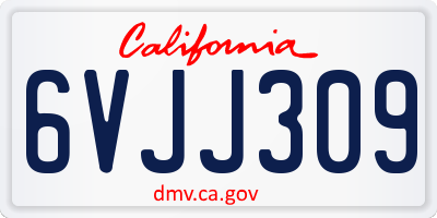 CA license plate 6VJJ309