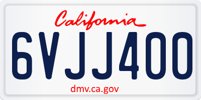 CA license plate 6VJJ400