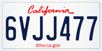 CA license plate 6VJJ477