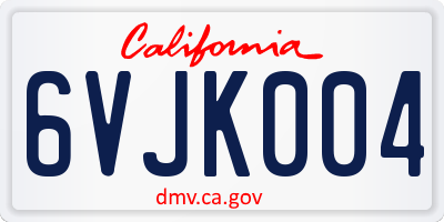 CA license plate 6VJK004