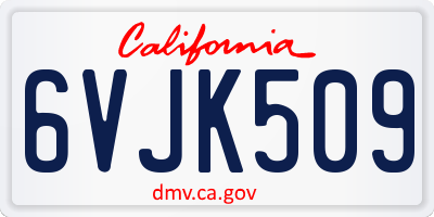 CA license plate 6VJK509