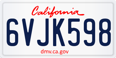 CA license plate 6VJK598