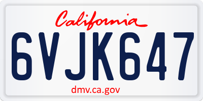 CA license plate 6VJK647