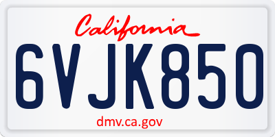 CA license plate 6VJK850