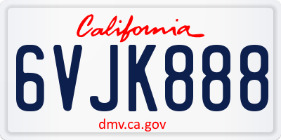 CA license plate 6VJK888