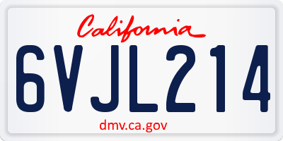 CA license plate 6VJL214