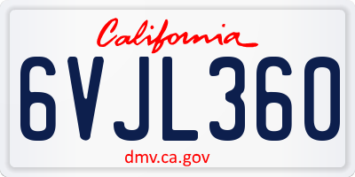 CA license plate 6VJL360