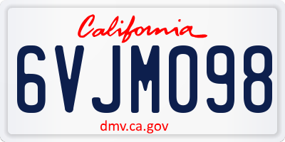 CA license plate 6VJM098