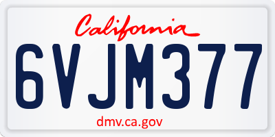 CA license plate 6VJM377