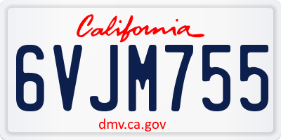 CA license plate 6VJM755