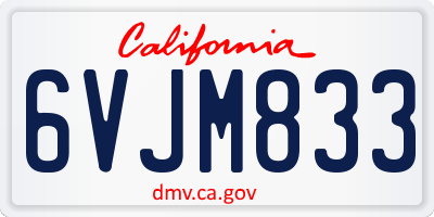 CA license plate 6VJM833