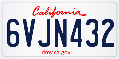 CA license plate 6VJN432