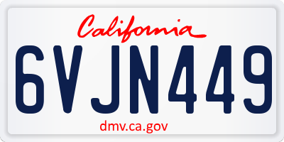 CA license plate 6VJN449