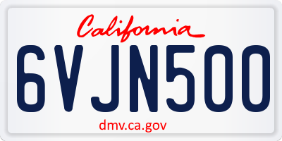 CA license plate 6VJN500