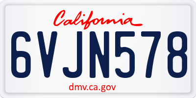 CA license plate 6VJN578