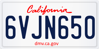 CA license plate 6VJN650