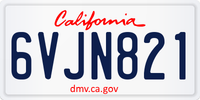 CA license plate 6VJN821