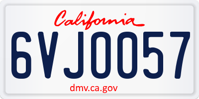 CA license plate 6VJO057