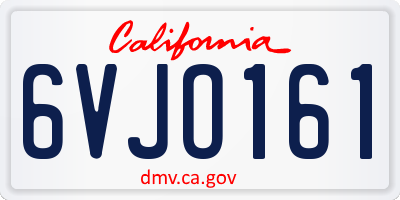 CA license plate 6VJO161