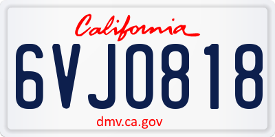 CA license plate 6VJO818