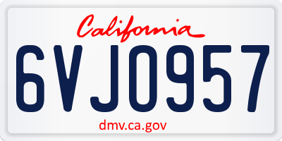 CA license plate 6VJO957