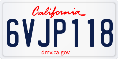 CA license plate 6VJP118