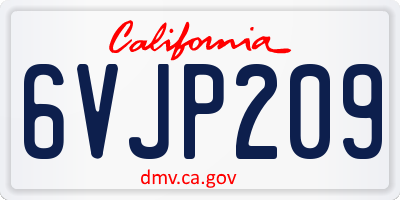 CA license plate 6VJP209