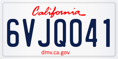 CA license plate 6VJQ041