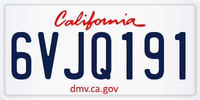 CA license plate 6VJQ191