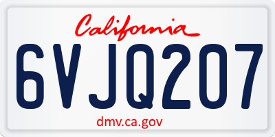 CA license plate 6VJQ207
