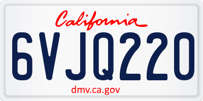 CA license plate 6VJQ220