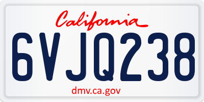 CA license plate 6VJQ238